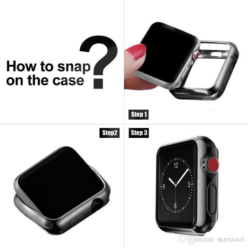 Plating Soft Silicone Case for Apple Watch Series 1 2 3 electroplate Cover for iWatch Protective Cover TPU Shell 42mm 38mm Band