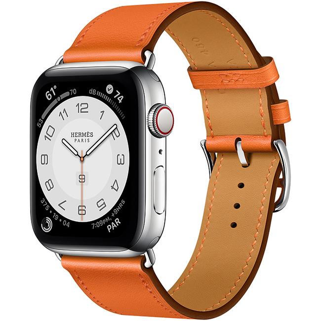 Apple Watch Series 7 Hermès Silver Stainless Steel Case with Orange Single Tour - Chuyên Apple Watch Hồ Chí Minh