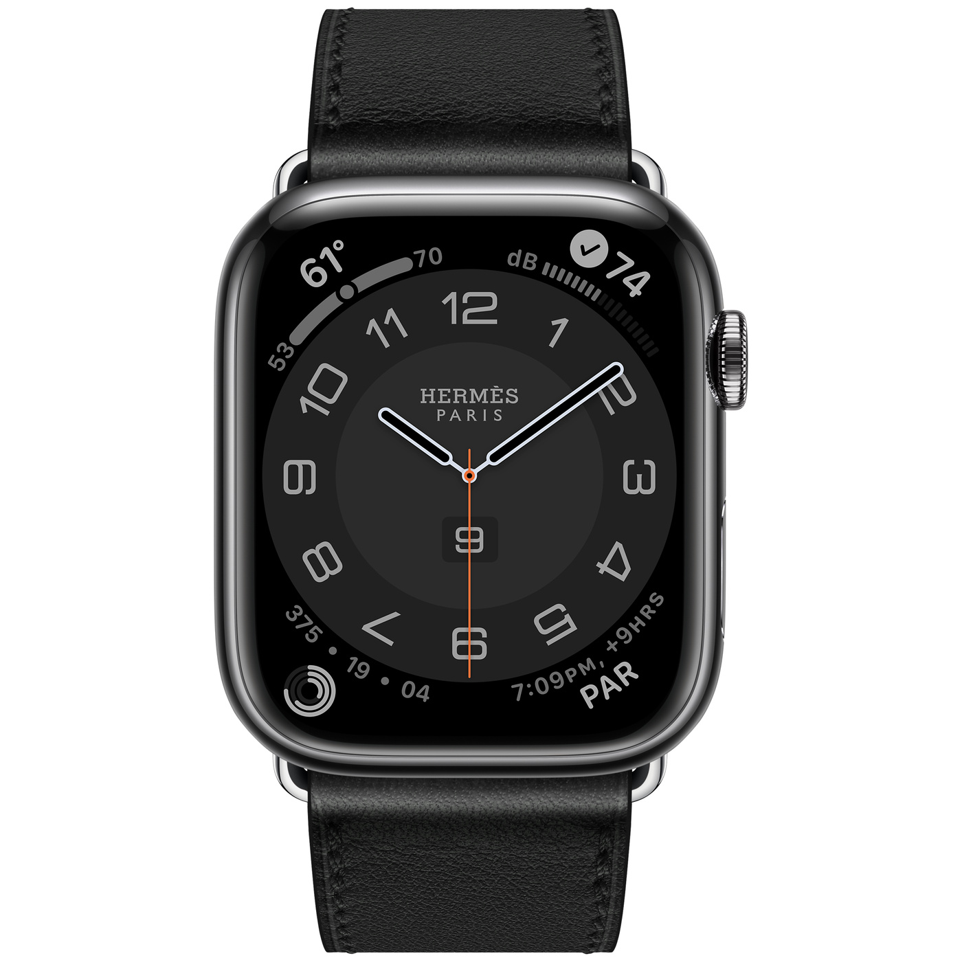 Apple Watch Series 7 Hermès 45mm Silver Stainless Steel Case with Noir Swift Single Tour Deployment Buckle - Chuyên Apple Watch Hồ Chí Minh