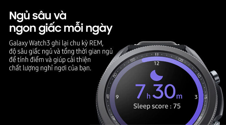 Đồng hồ Samsung Galaxy Watch 3 45mm viền thép bạc dây da theo dõi giấc ngủ mỗi ngày