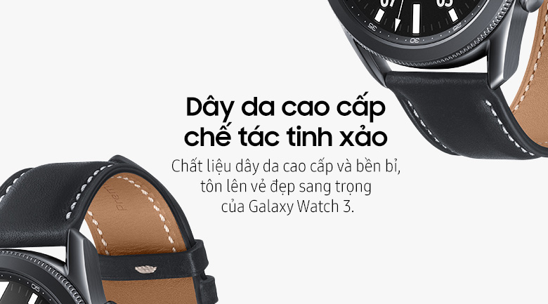 Đồng hồ Samsung Galaxy Watch 3 45mm viền thép bạc dây da sang trọng, đẳng cấp