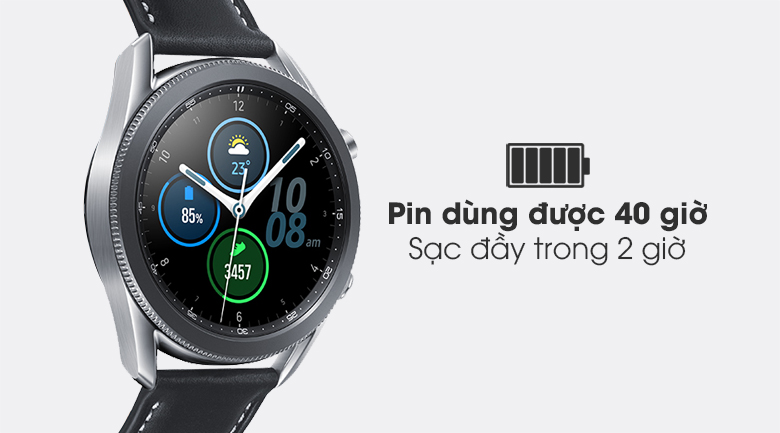 Đồng hồ Samsung Galaxy Watch 3 41mm dùng được 40 tiếng trong một lần sạc