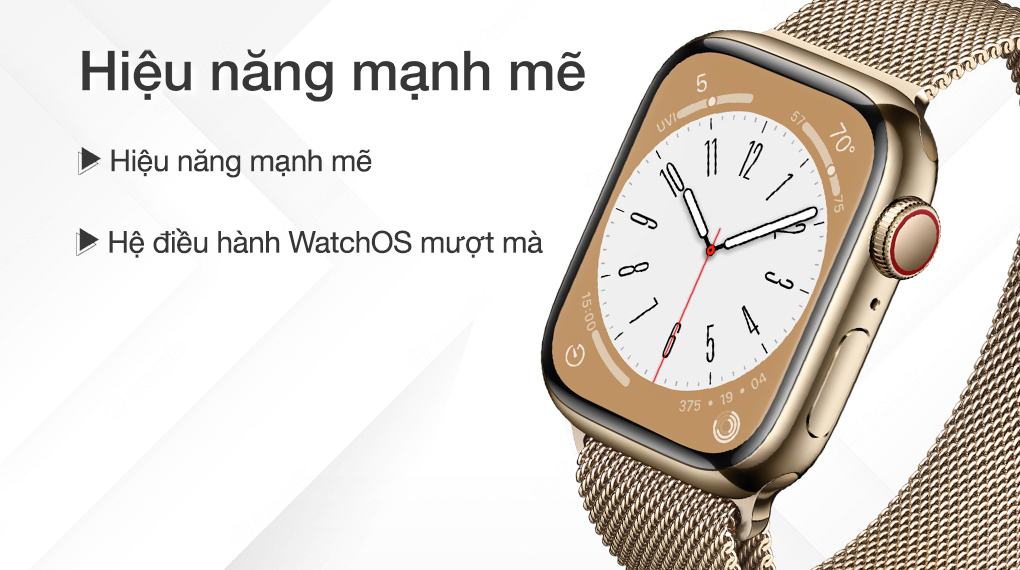 Đồng hồ thông minh Apple Watch S8 LTE 45mm dây thép - Hiệu năng mạnh mẽ
