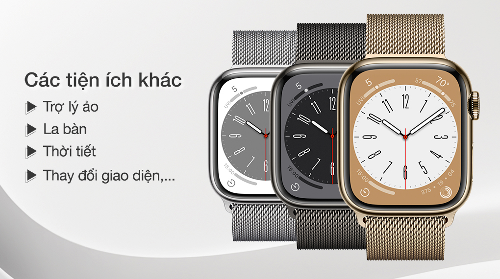 Đồng hồ thông minh Apple Watch S8 LTE 45mm dây thép - Hỗ trợ nhiều tính năng hấp dẫn khác 