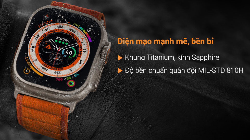 Đồng hồ thông minh Apple Watch Ultra LTE 49mm dây cao su - Thiết kế mạnh mẽ, bền bỉ